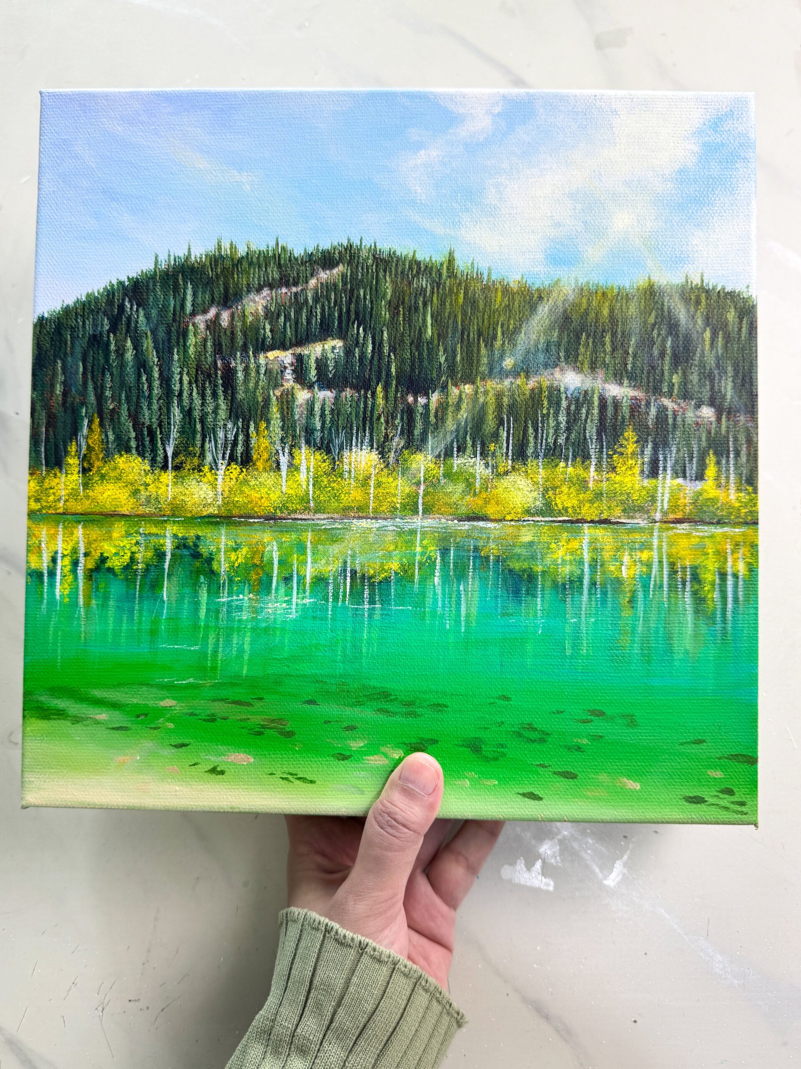 "Memories by the Still Lake" on 10x10inch 3D Gallery canvas / FREE SHIPPING FOR SELECTED DESTINATION - Image 6