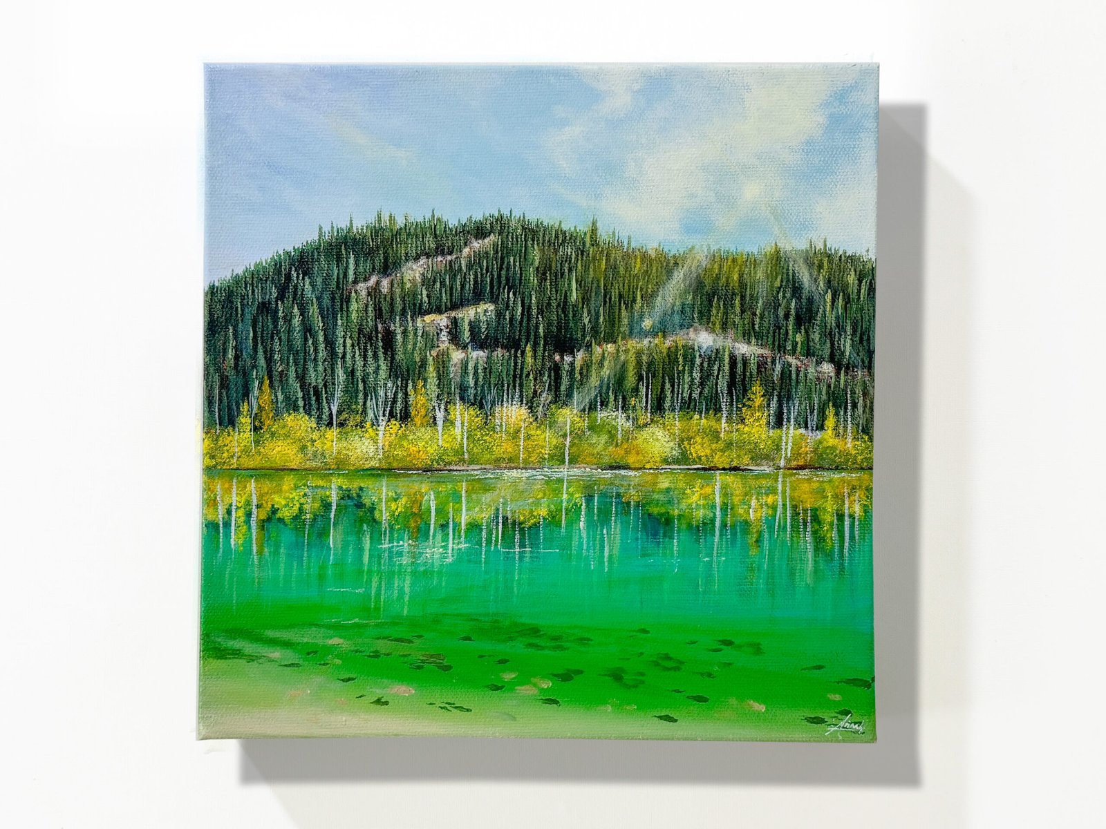 "Memories by the Still Lake" on 10x10inch 3D Gallery canvas / FREE SHIPPING FOR SELECTED DESTINATION