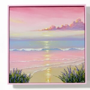 "Blush of Stillness" on 40x40cm gallery canvas with floating frame