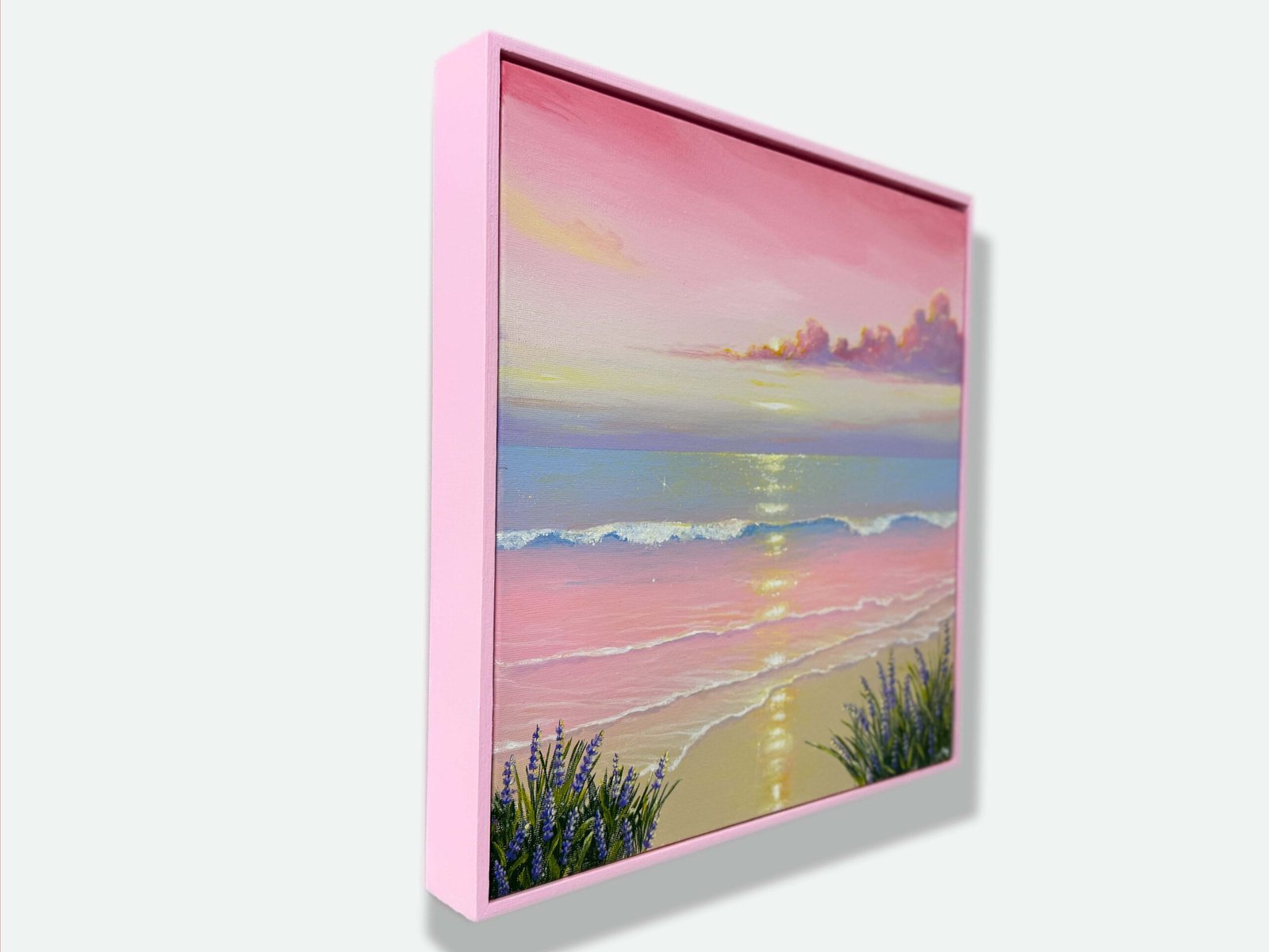 "Blush of Stillness" on 40x40cm gallery canvas with floating frame - Image 6