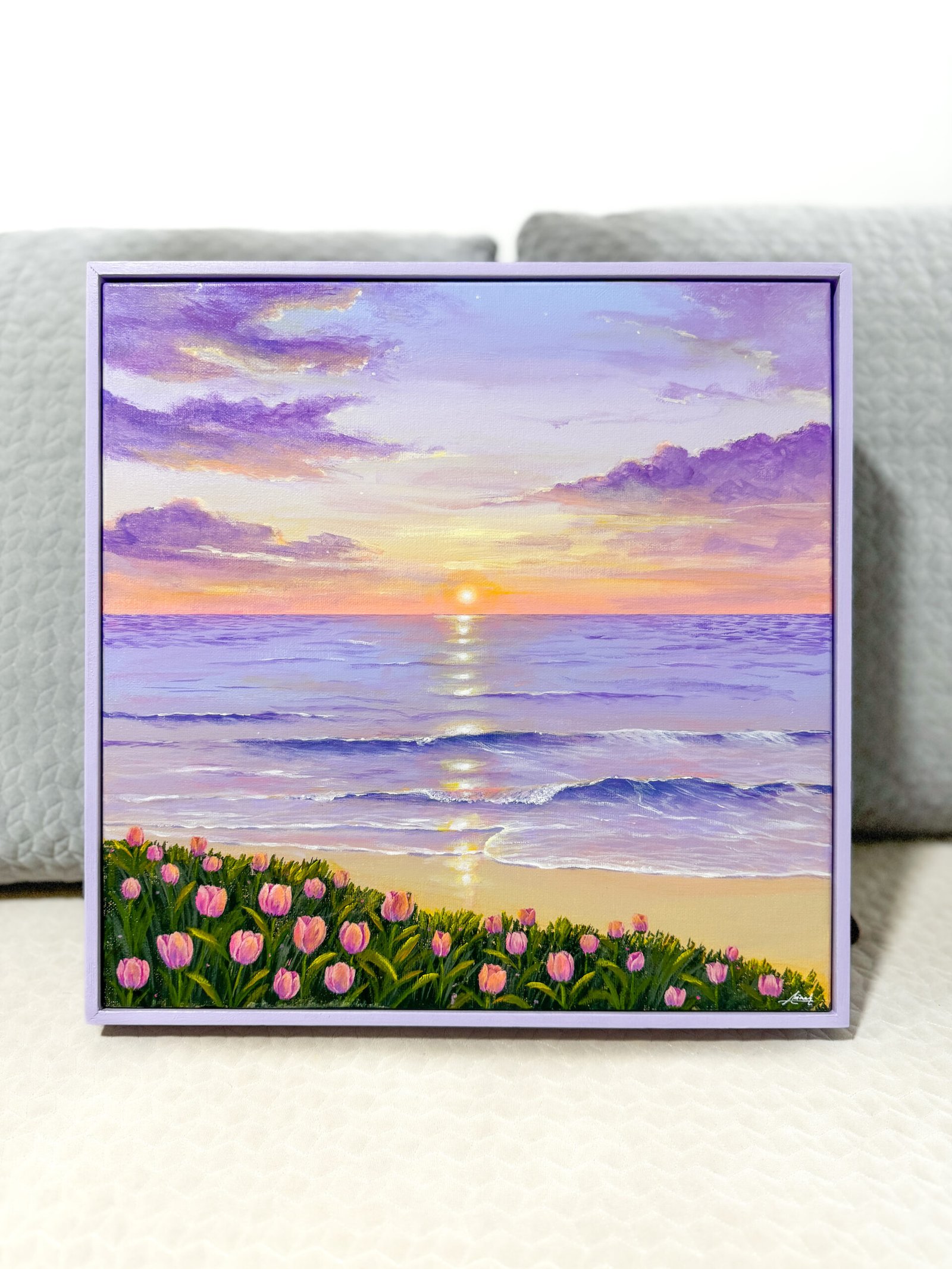 "Warmth of Twilight" on 40x40cm gallery canvas with floating frame - Image 6