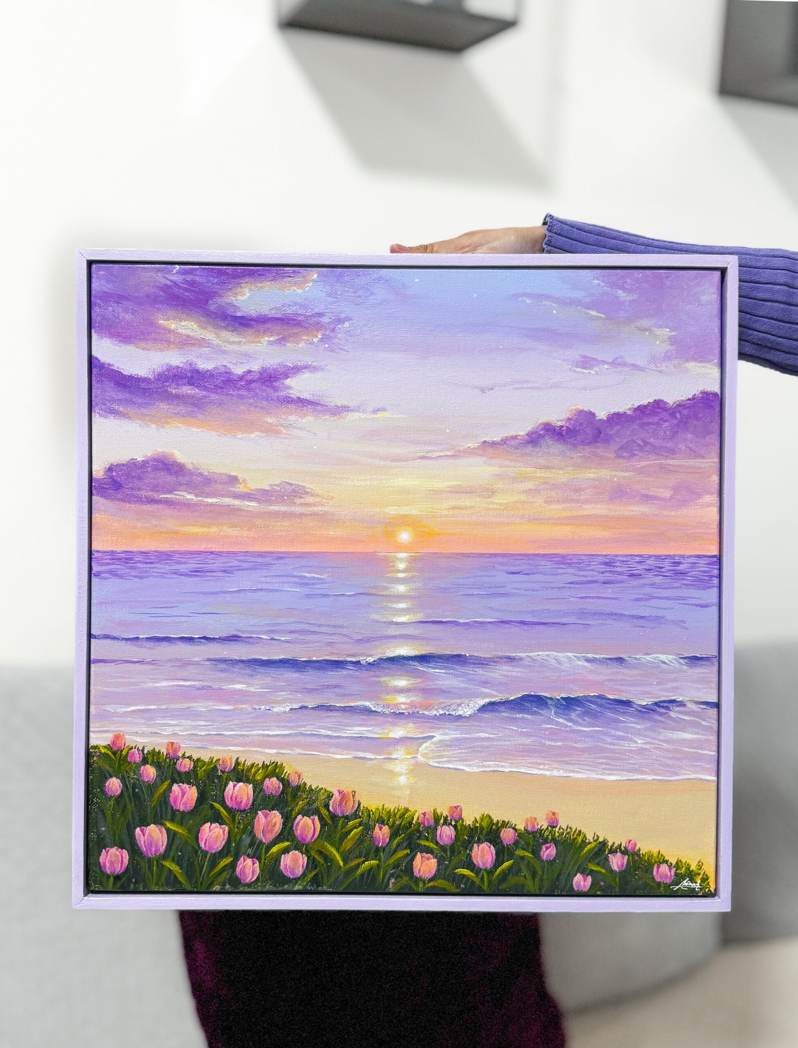 "Warmth of Twilight" on 40x40cm gallery canvas with floating frame - Image 5