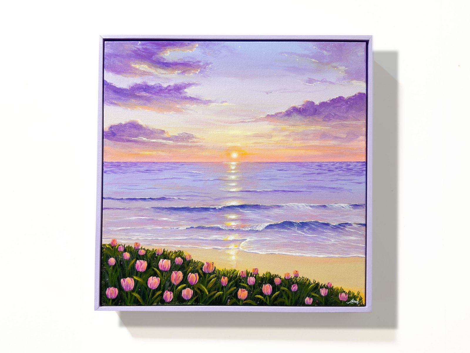 "Warmth of Twilight" on 40x40cm gallery canvas with floating frame