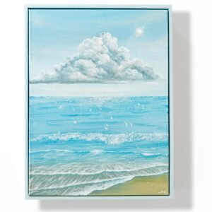 "Glittering Dream" on 12x16inch gallery canvas with light blue floating frame