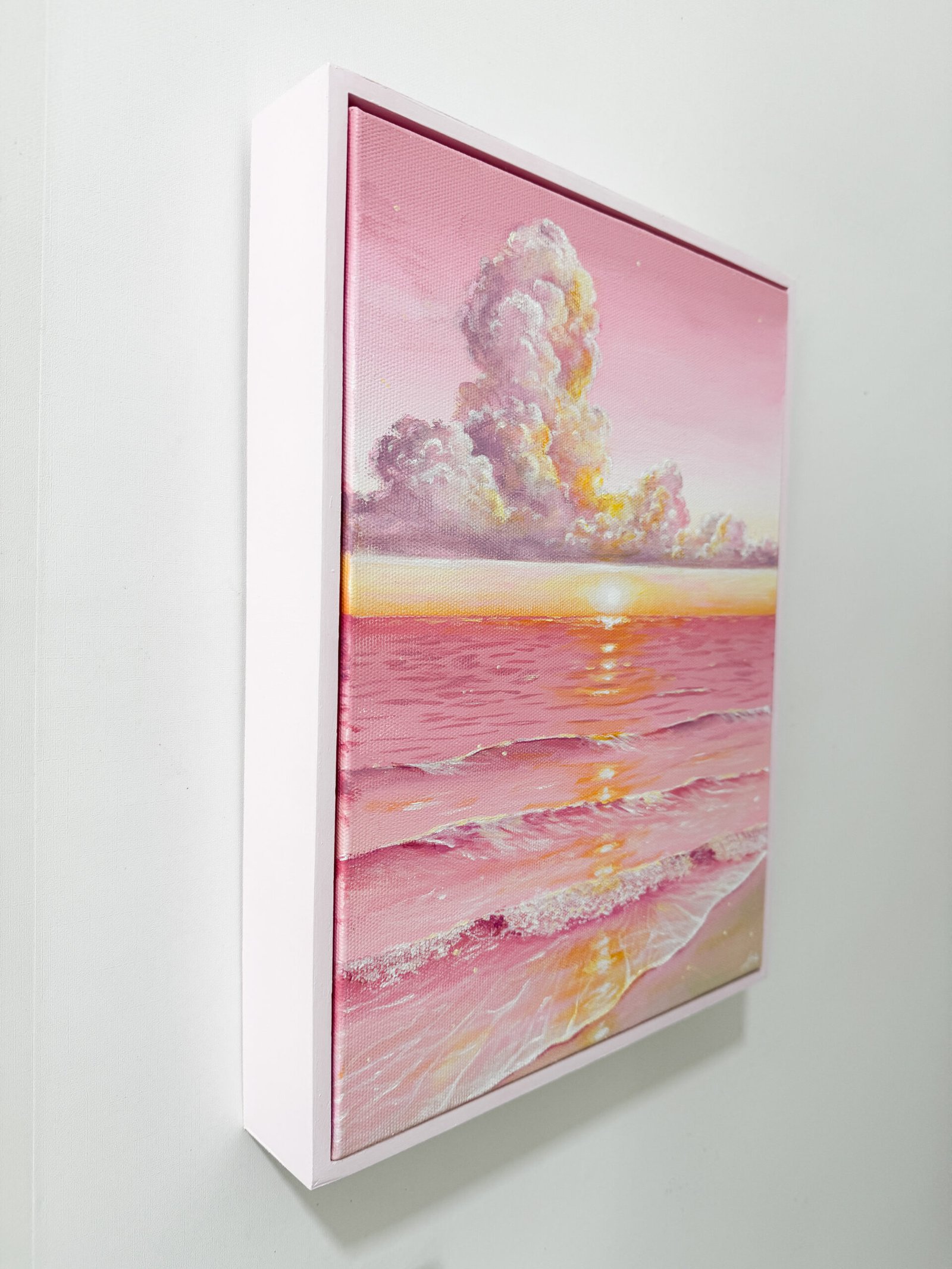 "Secret Dream" on 12x16inch gallery canvas with light pink floating frame - Image 5