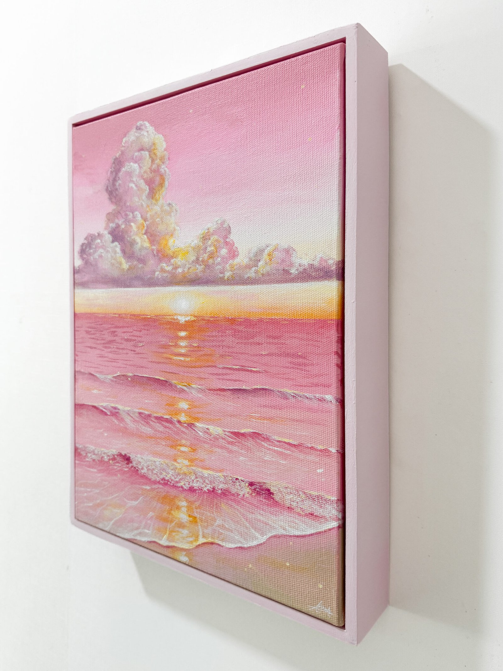 "Secret Dream" on 12x16inch gallery canvas with light pink floating frame - Image 4